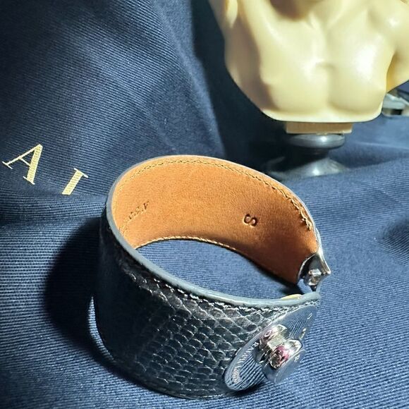 Ralph Lauren Graphite Python Print Polished Chrome Wrap Ricky Bracelet - Picture 16 of 16
